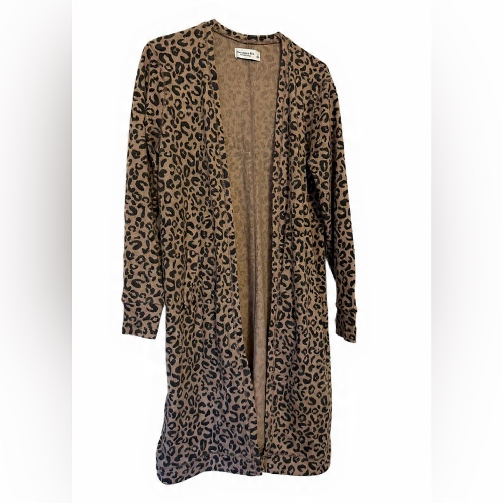 Abercrombie & Fitch Leopard Print Cardigan - Tan and Black